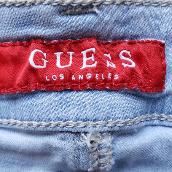 Vintage Guess Light Wash Denim Mid Rise Cut Off  Blue Jean Bermuda Shorts 26 - Picture 10 of 10